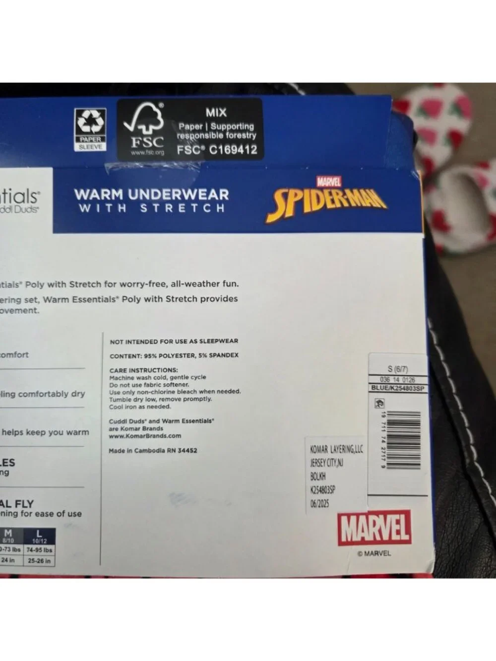 Marvel Spiderman Boys Warm Essentials Underwear Set Small Stretch Fabric With Th